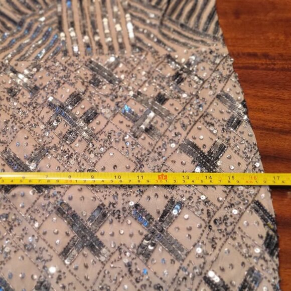 Adrianna Papell Cap Sleeves beaded gown - Size 10 - Picture 9 of 10